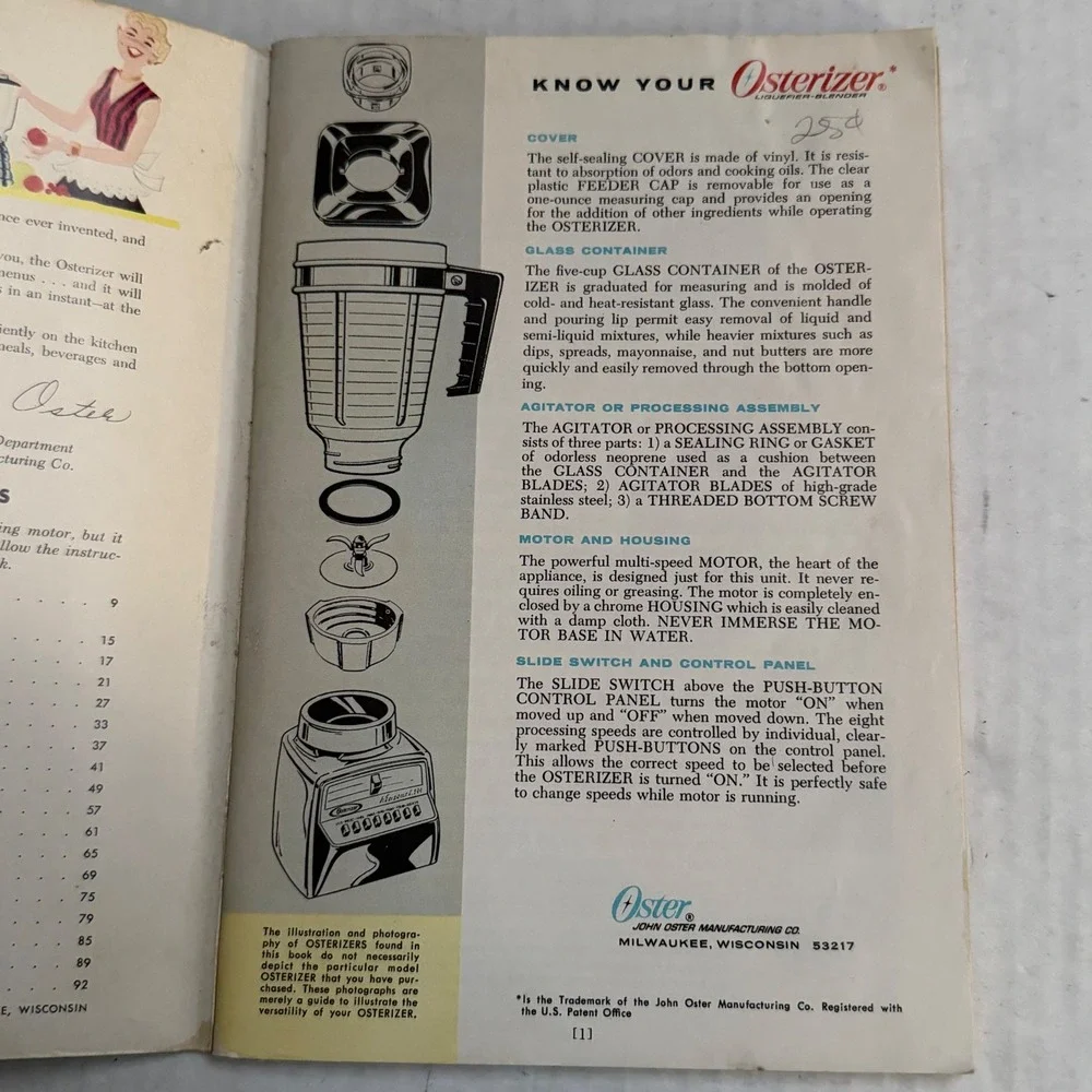 Vintage 1966 Osterizer Blender Cookbook Instruction Manual John Oster Mfg Co